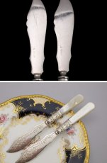 画像3: ヴィクトリアン　ペア　白蝶貝ハンドル　バターナイフセット (3)