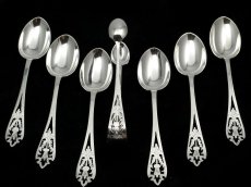 画像1: 透かし細工　シルバープレート ティースプーン & シュガートングセット (1)