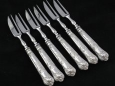 画像1: 純銀ハンドル クイーンズパターン デザートフォークセット (1)