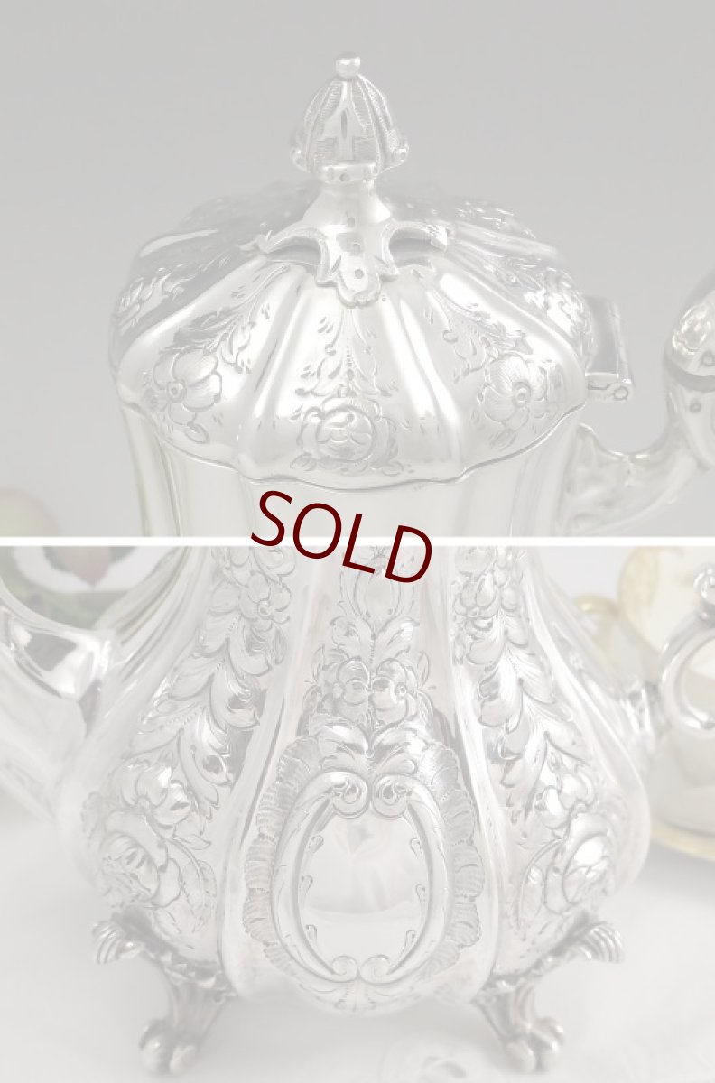 画像2: ヴィクトリアンロココ　シルバープレート コーヒーポット & クリーマー (2)