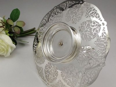 画像1: エドウォーディアン　シルバープレート透かし彫　サンドイッチトレイ