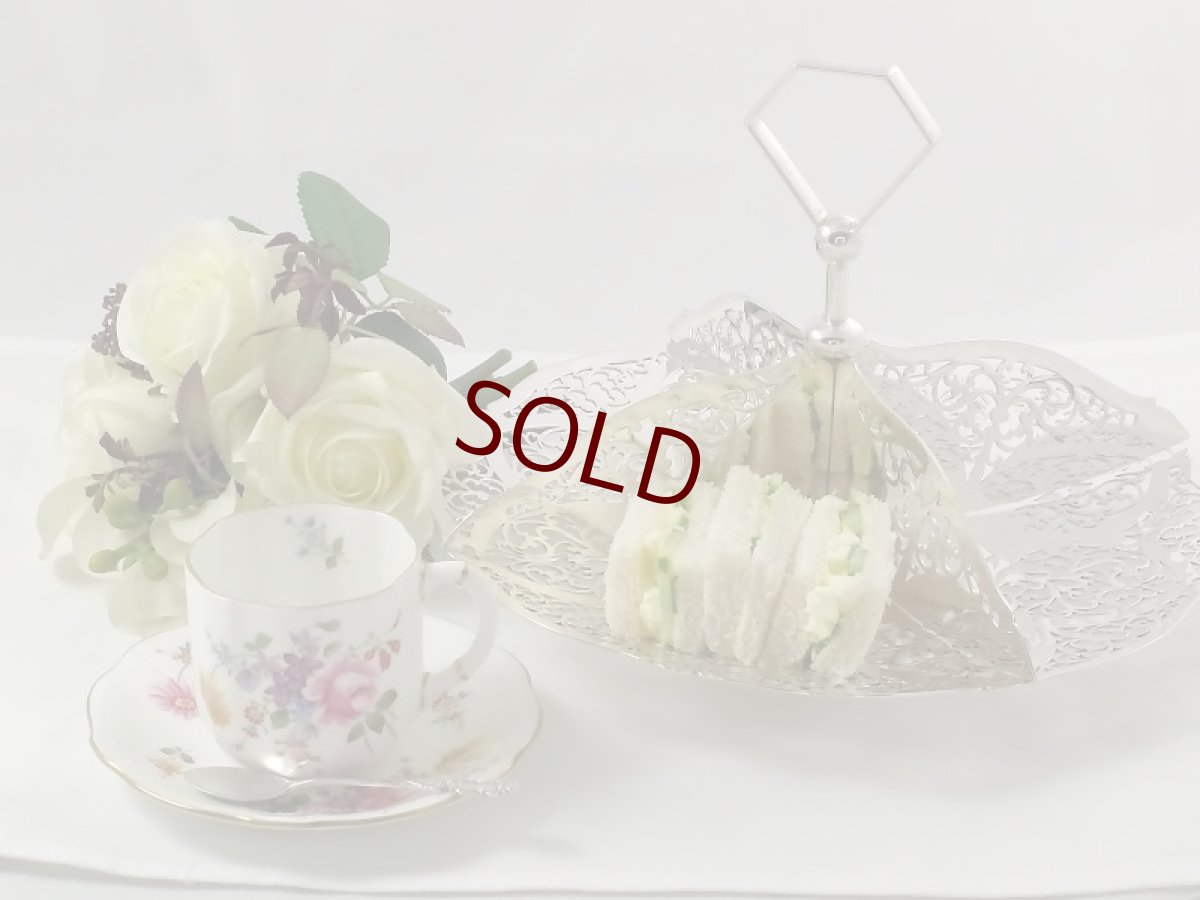 画像1: エドウォーディアン　シルバープレート透かし彫　サンドイッチトレイ (1)