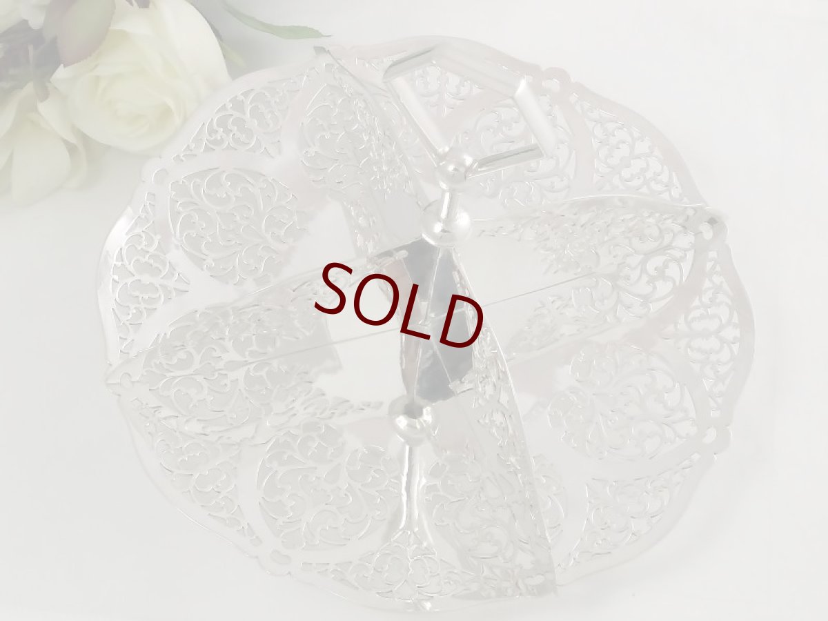 画像4: エドウォーディアン　シルバープレート透かし彫　サンドイッチトレイ (4)