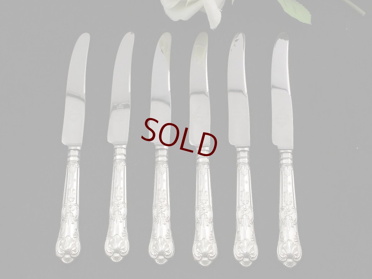 画像1: スコーンにもぴったり。純銀ハンドル クイーンズパターン デザートナイフセット (1)