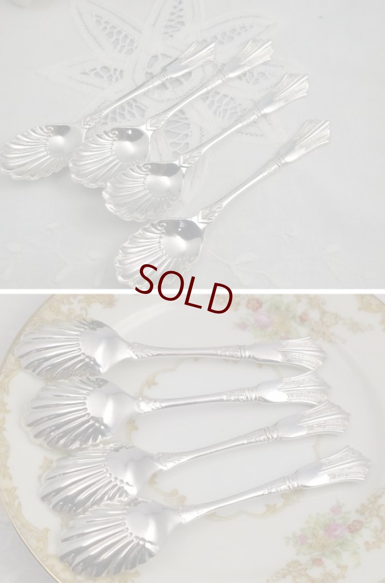 画像5: ヴィクトリアン シルバープレート シェル型スプーンつきエッグスタンド (5)