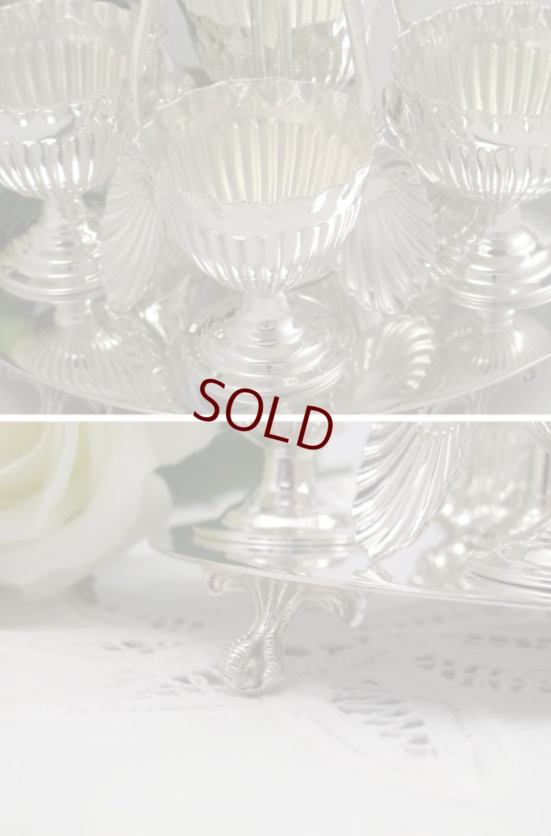 画像3: ヴィクトリアン シルバープレート シェル型スプーンつきエッグスタンド (3)