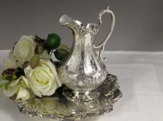 画像1: ヴィクトリアン 薔薇とお花の シルバープレート ミルクジャグ (1)