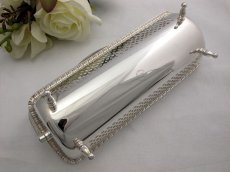 画像5: 稀少 手彫りと透かし細工 シルバープレート ビスケットトレイ (5)