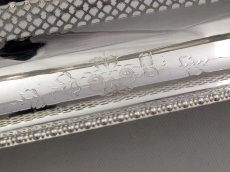 画像3: 稀少 手彫りと透かし細工 シルバープレート ビスケットトレイ (3)