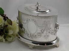 画像1: ヴィクトリアン 薔薇とリボンガーランドのビスケットジャー (1)