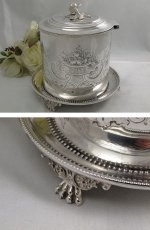 画像4: ヴィクトリアン 薔薇の摘みと花かごの彫刻のビスケットジャー (4)