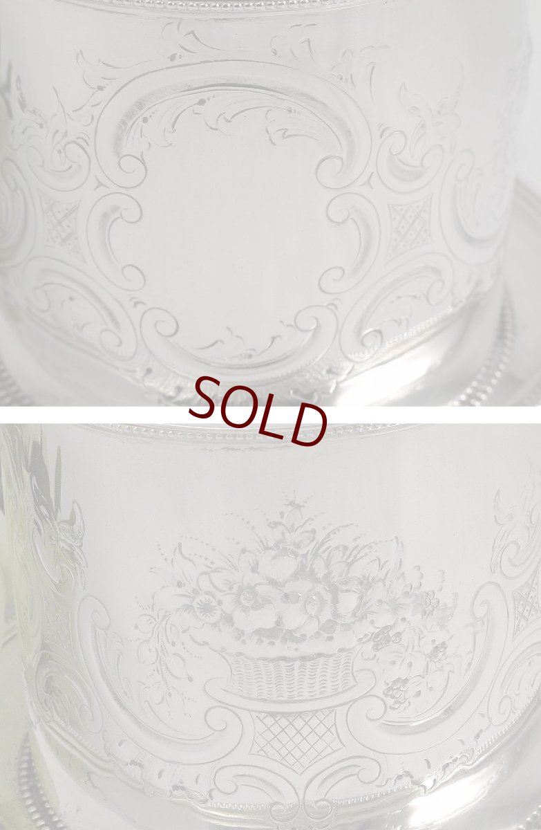 画像2: ヴィクトリアン 薔薇の摘みと花かごの彫刻のビスケットジャー (2)