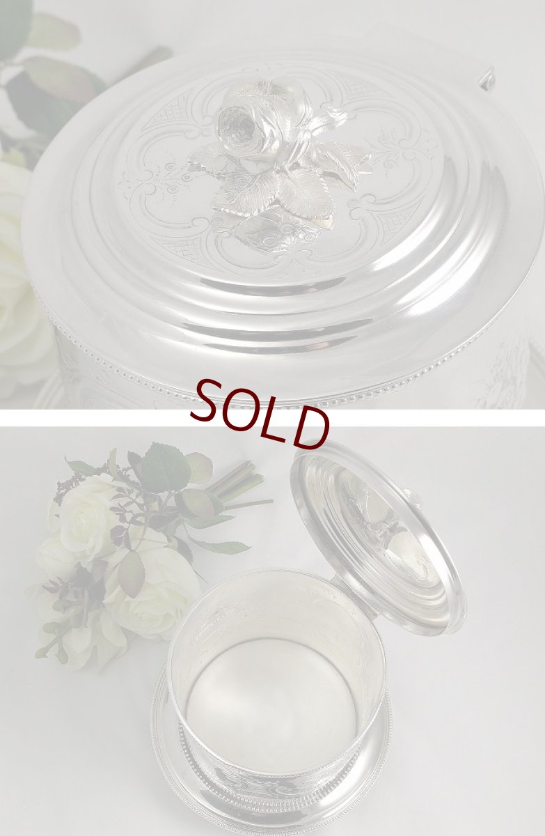 画像3: ヴィクトリアン 薔薇の摘みと花かごの彫刻のビスケットジャー (3)