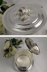 画像3: ヴィクトリアン 薔薇の摘みと花かごの彫刻のビスケットジャー (3)