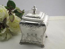 画像1: ヴィクトリアン お花のガーランド ティーキャディー (1)