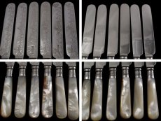 画像2: エドウォーディアン 白蝶貝ハンドル　デザートカトラリー 6組セット　美彫刻 (2)