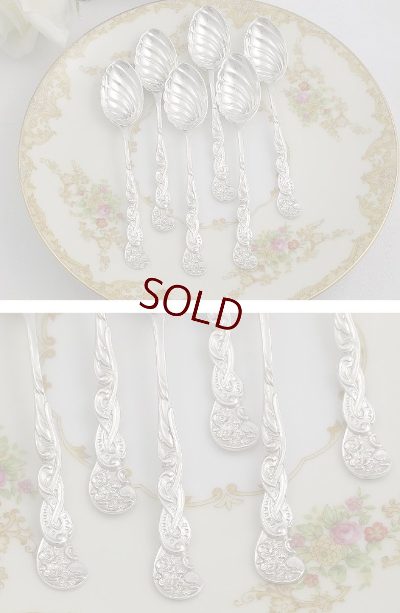 画像3: 純銀製 アールヌーボー　ティースプーン6本セット (3)