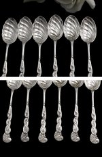画像2: 純銀製 アールヌーボー　ティースプーン6本セット (2)
