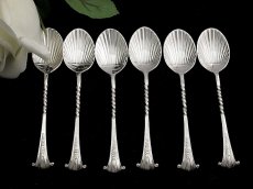 画像1: 純銀製 1904年 シェル型 ティースプーンセット (1)