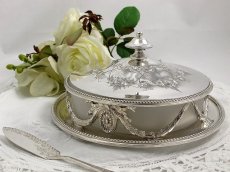 画像1: ヴィクトリアン リボンガーランド、薔薇とお花の彫刻のディッシュ (1)