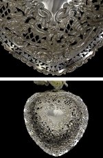 画像4: 純銀　1900年　ヴィクトリアンロココ  ハート型　透かし細工 ディッシュ (4)