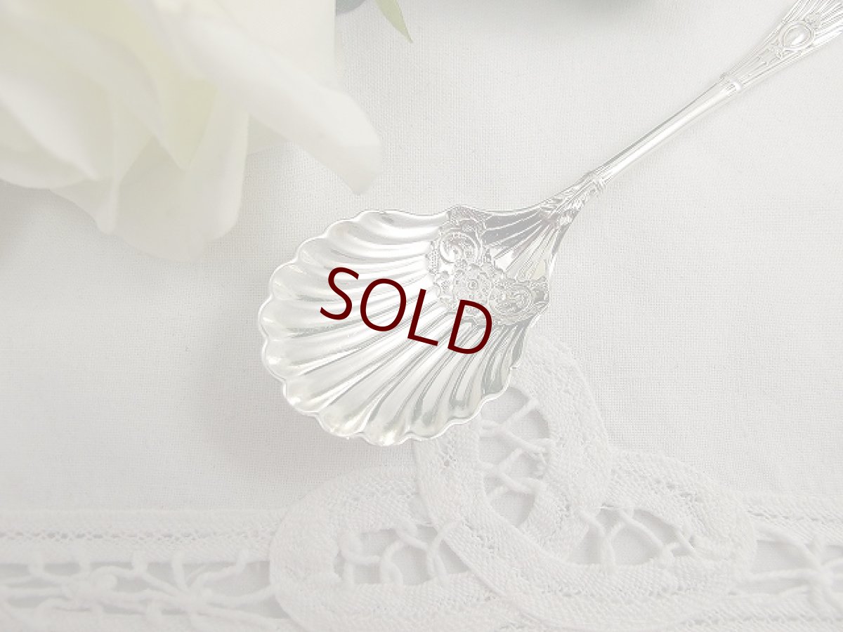 画像3: 純銀 1893年 シェルとお花のティーキャディースプーン (3)