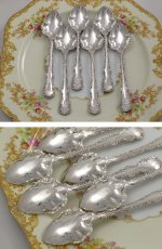 画像4: 純銀　1900年　ティースプーン6本 & シュガートングセット (4)
