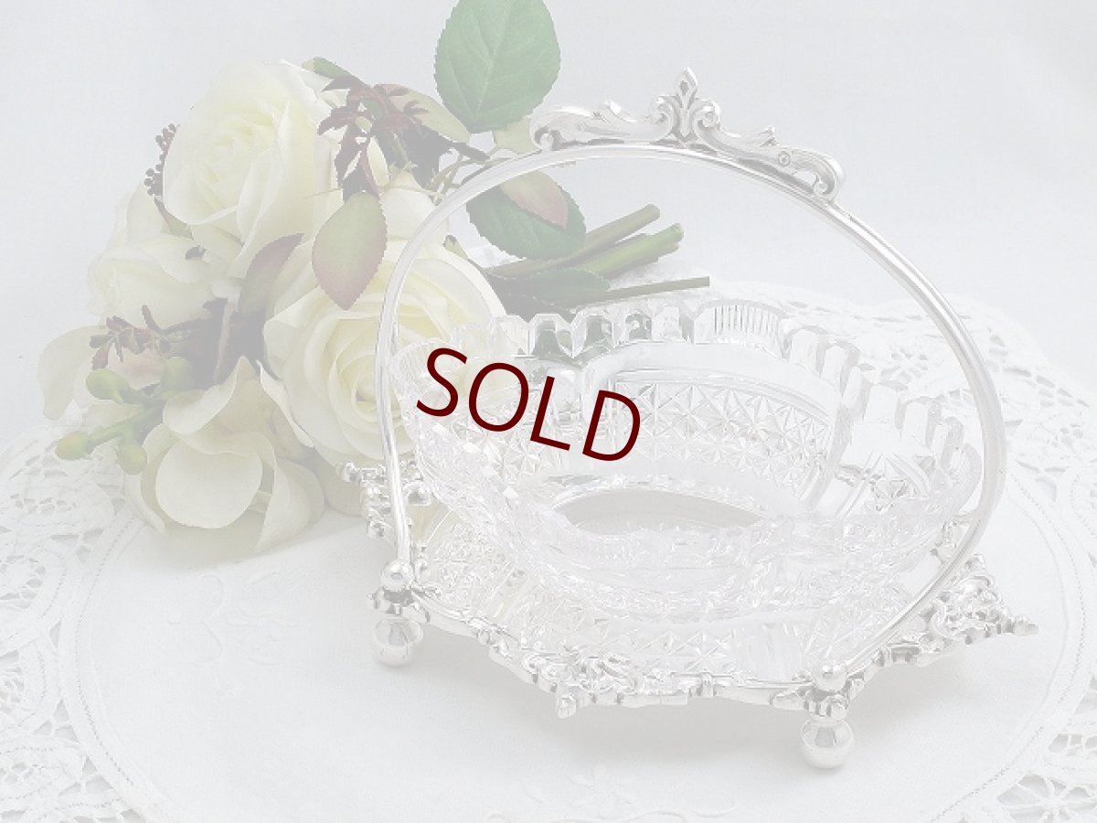 画像1:  Walker & Hall シルバープレート ハンドカット クリスタルガラス ジャムディッシュ (1)