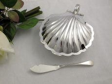 画像2: ヴィンテージ シルバープレート/グラス シェル型バターディッシュ (2)