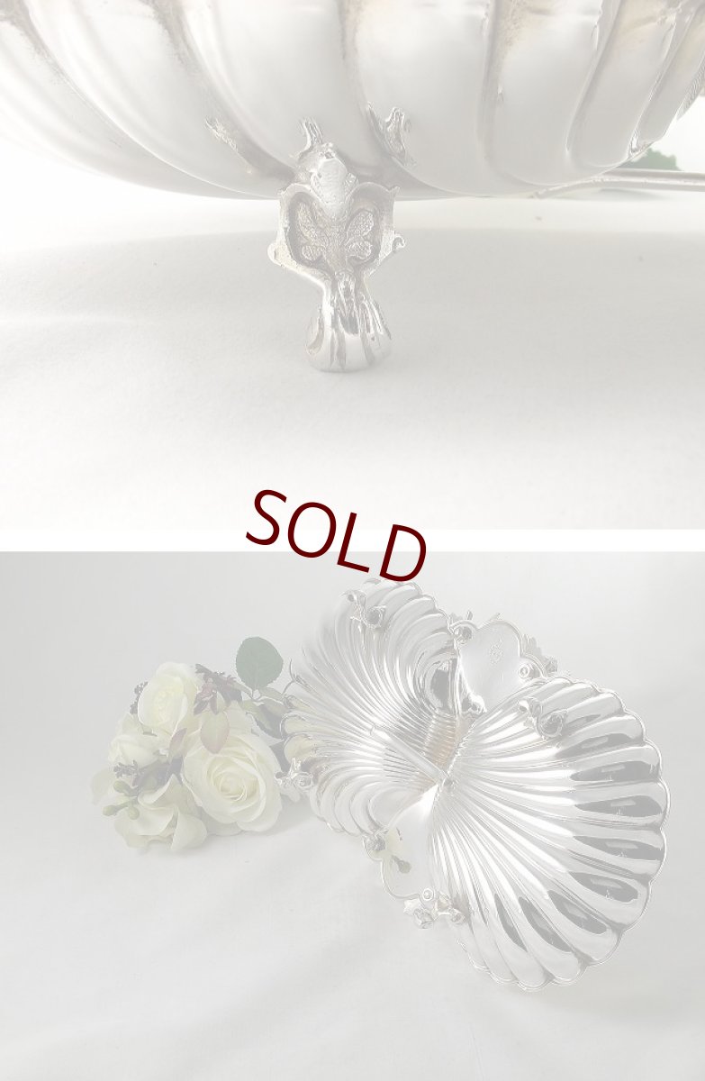 画像5: ヴィクトリアン　シルバープレート/金鍍金　シェル型ダブルディッシュ (5)