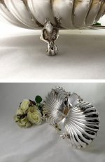 画像5: ヴィクトリアン　シルバープレート/金鍍金　シェル型ダブルディッシュ (5)