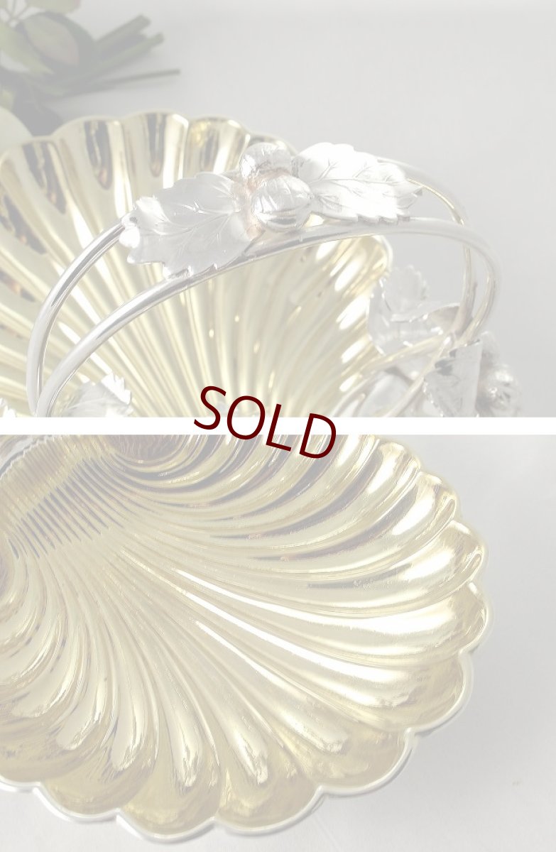 画像4: ヴィクトリアン　シルバープレート/金鍍金　シェル型ダブルディッシュ (4)