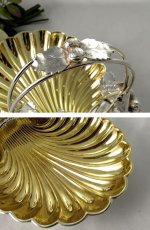 画像4: ヴィクトリアン　シルバープレート/金鍍金　シェル型ダブルディッシュ (4)