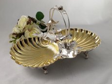 画像1: ヴィクトリアン　シルバープレート/金鍍金　シェル型ダブルディッシュ (1)