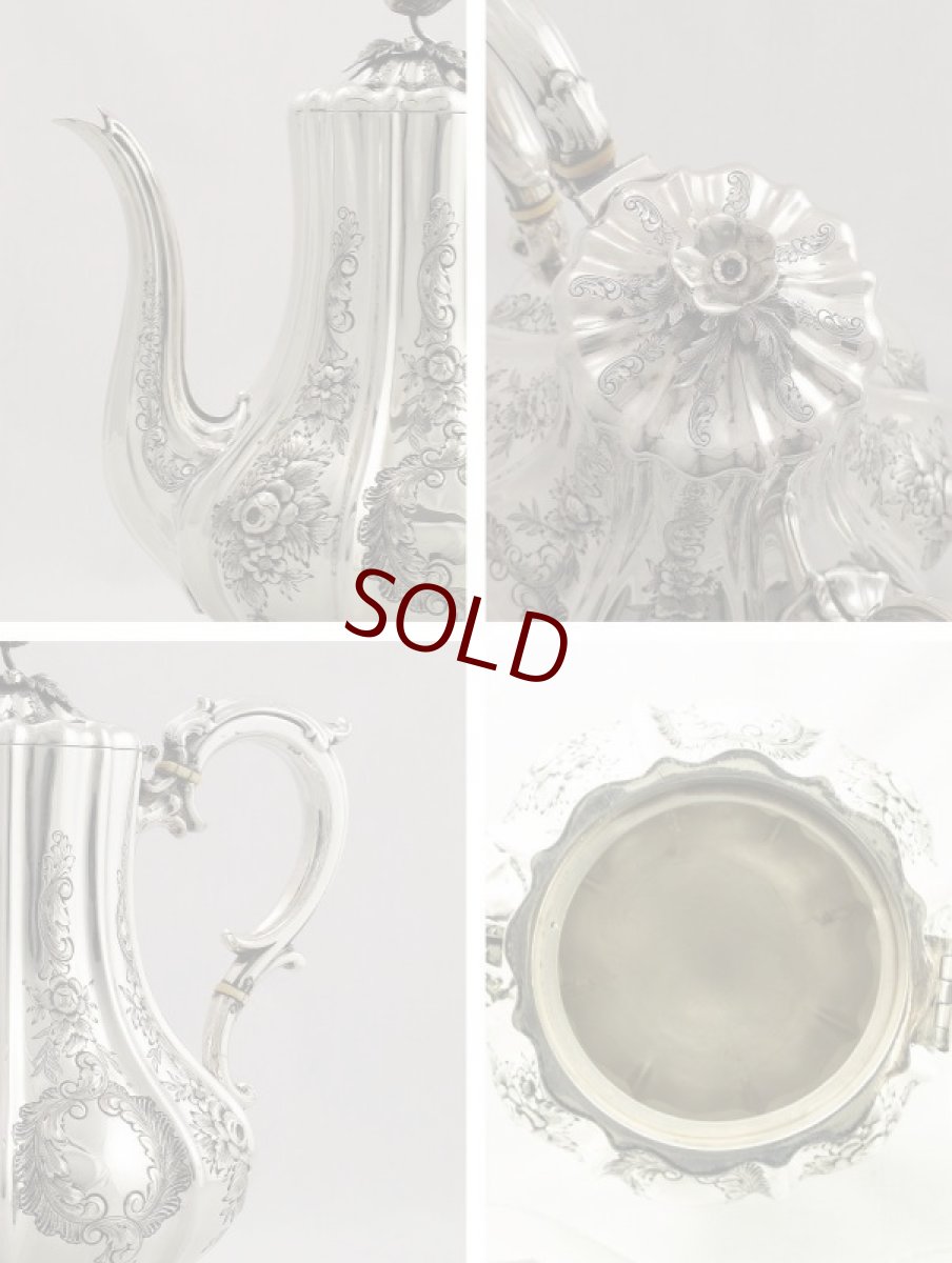 画像3: ヴィクトリアンロココ お花の摘み、薔薇・お花の彫刻が華麗な コーヒーセット (3)