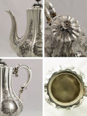 画像3: ヴィクトリアンロココ お花の摘み、薔薇・お花の彫刻が華麗な コーヒーセット (3)