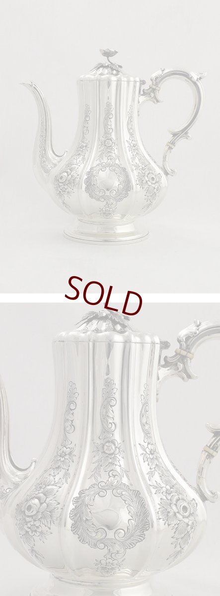 画像2: ヴィクトリアンロココ お花の摘み、薔薇・お花の彫刻が華麗な コーヒーセット (2)