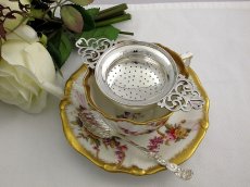 画像5: 純銀(925)　100ｇ　受け皿つき 透かし細工のティーストレイナー (5)