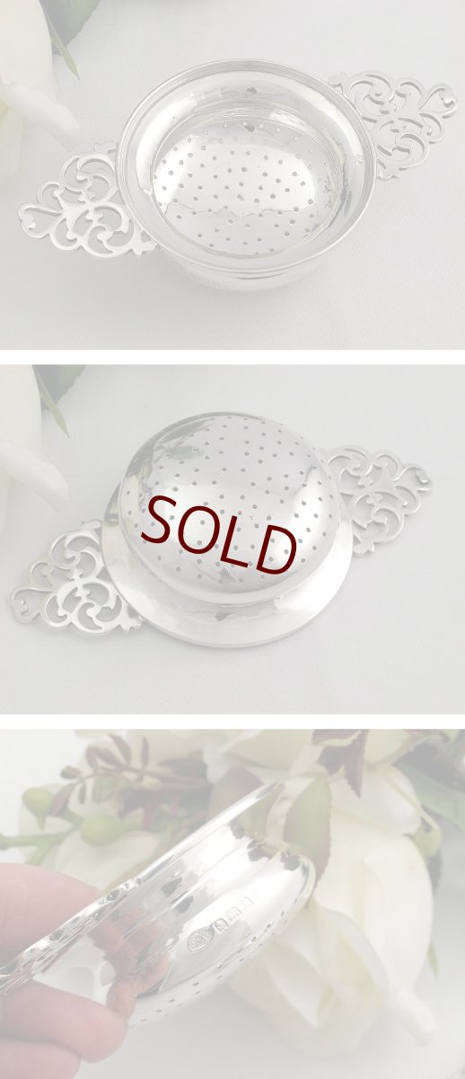 画像2: 純銀(925)　100ｇ　受け皿つき 透かし細工のティーストレイナー (2)