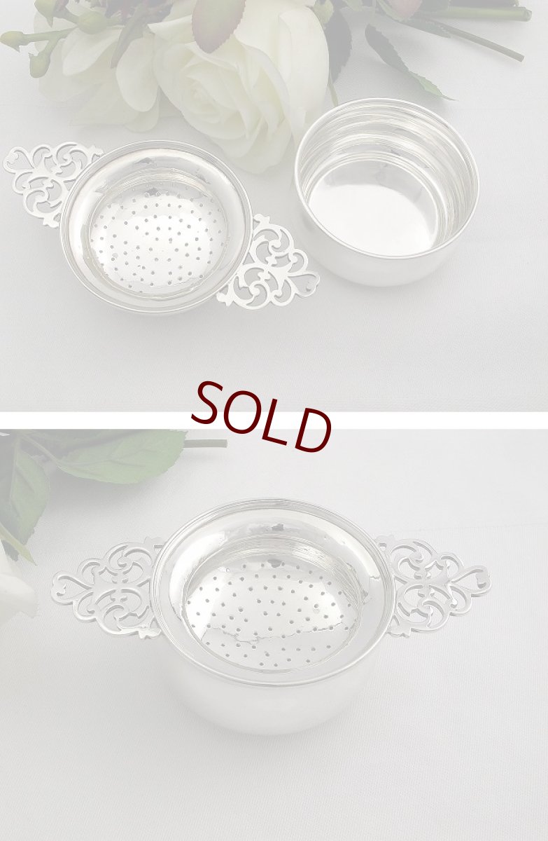 画像4: 純銀(925)　100ｇ　受け皿つき 透かし細工のティーストレイナー (4)