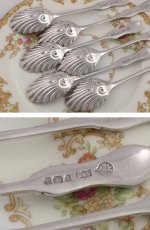 画像5: 美麗 純銀 マッピン＆ウェッブ Mappin & Webb シェル型スプーンセット (5)