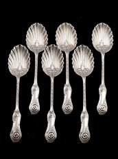 画像1: 美麗 純銀 マッピン＆ウェッブ Mappin & Webb シェル型スプーンセット (1)