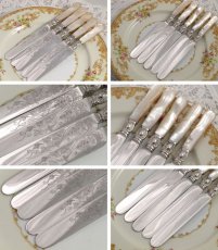 画像3: ヴィクトリアン 美彫 白蝶貝ハンドル デザートカトラリー５組セット 　 (3)