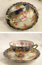 画像2: 1880年 手描き金彩　ドイツ RS PRUSSIA　 オーストリアンローズ　トリオセット (2)