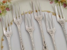 画像3: 純銀　ドイツAntiko ヒルデスハイムローズ デザートフォーク6本セット (3)