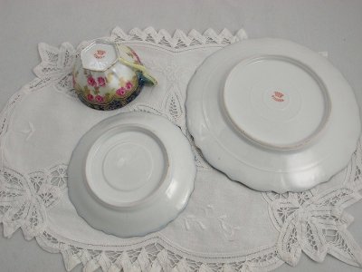 画像1: 1880年 手描き金彩　ドイツ RS PRUSSIA　 オーストリアンローズ　トリオセット