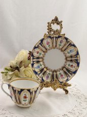 画像1: ヴィクトリア時代前期－中期　手描き　草花　金彩　カップ＆ソーサー (1)