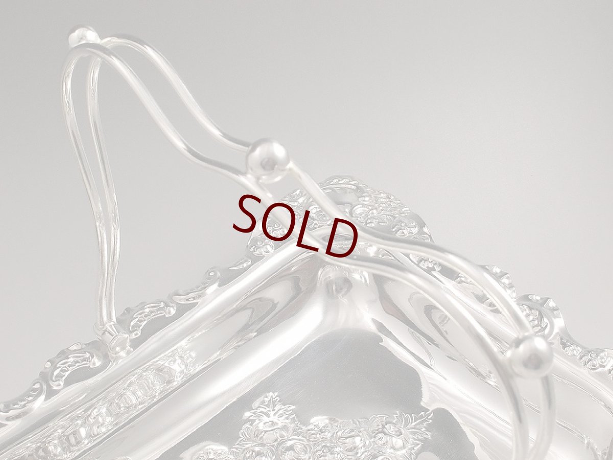 画像4: ヴィクトリアン シルバープレート 美彫 薔薇のケーキバスケット (4)