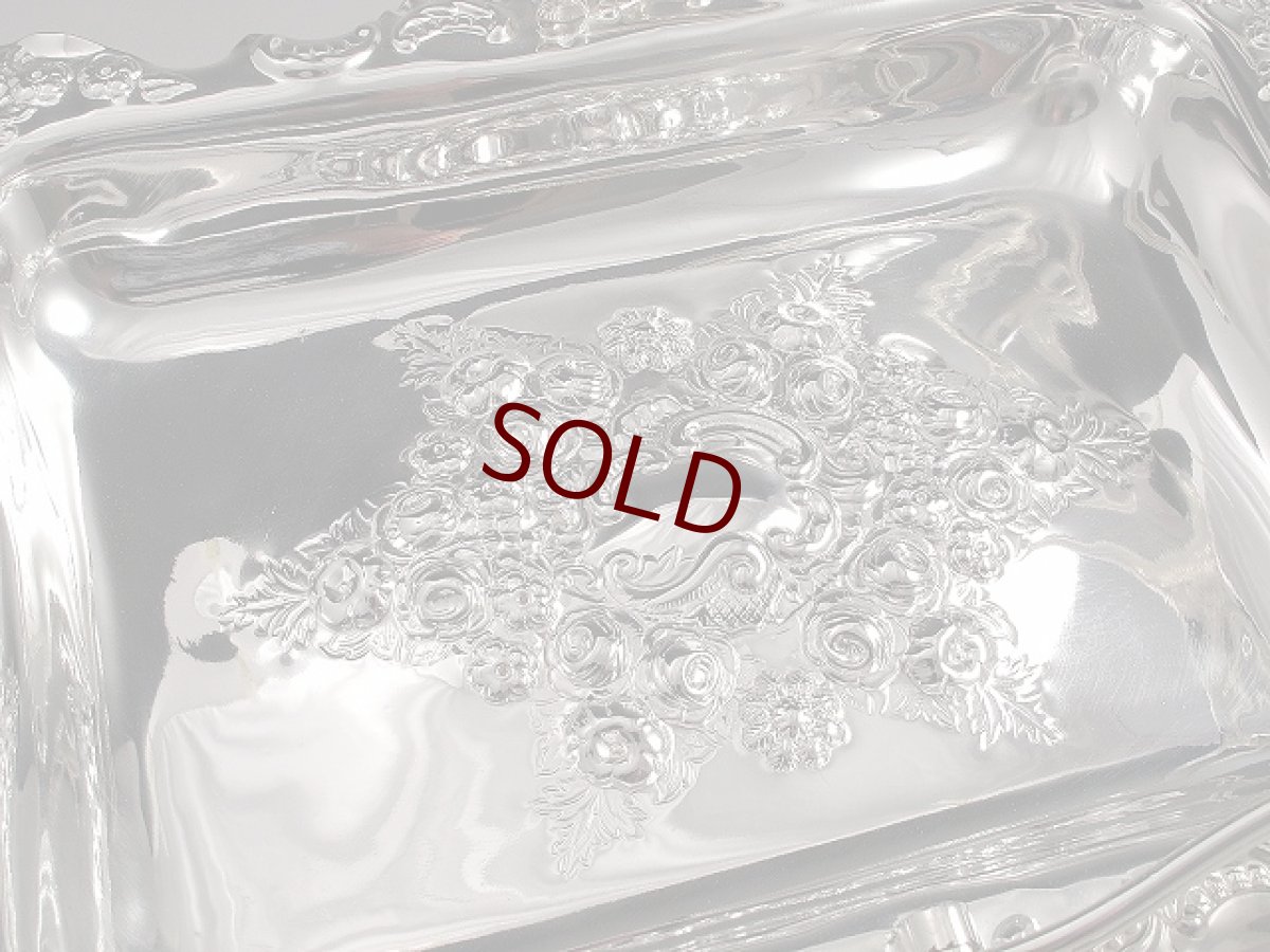 画像2: ヴィクトリアン シルバープレート 美彫 薔薇のケーキバスケット (2)