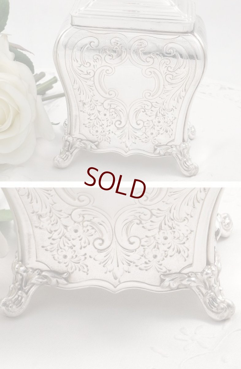 画像2: ヴィクトリアン 薔薇とお花、スクロールの ティーキャディー (2)